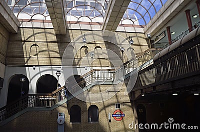 London Tube Train in Vintage Underground Station Editorial Stock Photo