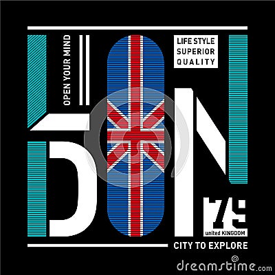 London typography design tee-shirt graphic Vector Illustration