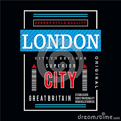 London typography design tee for t shirt Cartoon Illustration