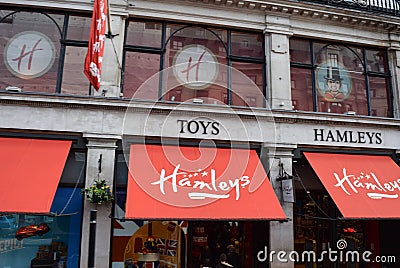 LONDON, UK - APRIL 10, 2016: the famous Hamley`s toy store. Editorial Stock Photo