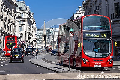 New modern Routemaster double decker red bus Editorial Stock Photo