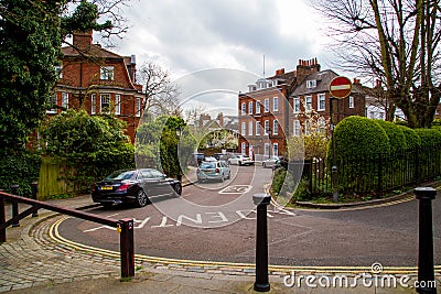 LONDON, UK - April, 13: Typical english street with victorian houses Editorial Stock Photo