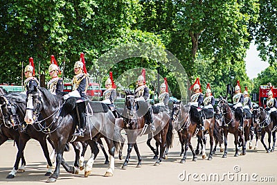 Famous London Horse Guards. Changing of the guards ceremony at Buckingham Palace Editorial Stock Photo