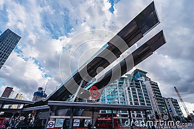 Beautiful architecture design of Vauxhall bus stop station on sunny day in west part of the city Editorial Stock Photo