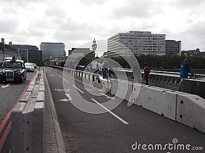 anti terrorism safety barriers in London Editorial Stock Photo