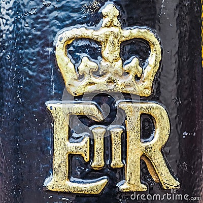 Royal cypher of the Queen in London (hdr) Editorial Stock Photo