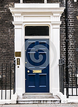 London, UK, Doorway of preserved London 18th century Georgian townhouse. Stock Photo