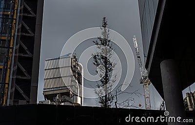 London, UK: The facilities structure on top of the Lloyds Building Editorial Stock Photo