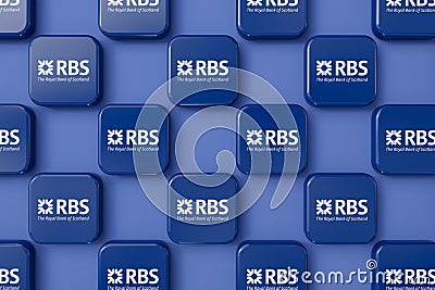 LONDON, UK - July 2023: Royal bank of Scotland bank company logo. 3D Rendering Editorial Stock Photo