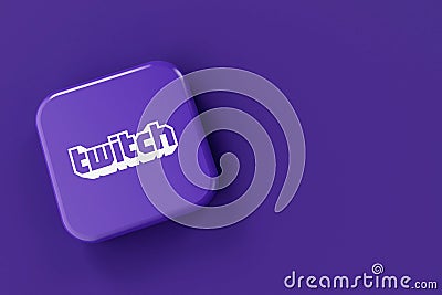 LONDON, UK - July 2023: Twitch gaming live streaming company logo, 3D Rendering Editorial Stock Photo