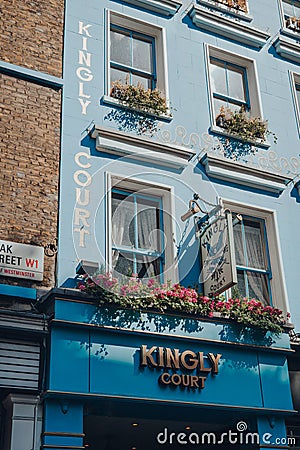 Entrance to Kingly Court alfresco food and dining courtyard in London, UK Editorial Stock Photo