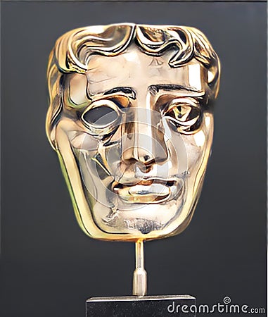 London, UK - June 19th 2018 : Bafta British Academy film and television awards award statue trophy on display stock, photo, phot Editorial Stock Photo