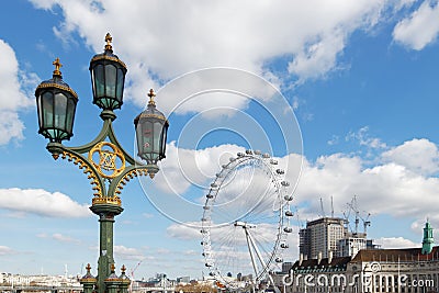 LONDON/UK - MARCH 21 : Decorative Lamp Post on Westminster Bridge in London on March 21, 2018 Editorial Stock Photo