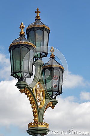 LONDON/UK - MARCH 21 : Decorative Lamp Post on Westminster Bridge in London on March 21, 2018 Editorial Stock Photo