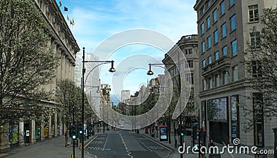 London, UK, March, 20, 2020: Deserted street. London coronavirus lockdown Editorial Stock Photo