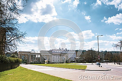 People enjoying a sunny day in London, riding bicycles or walking in Hyde Park. Editorial Stock Photo