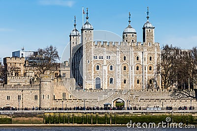 LONDON/UK - MARCH 7 : View of the Tower of London on March 7, 2015. Unidentified people. Editorial Stock Photo