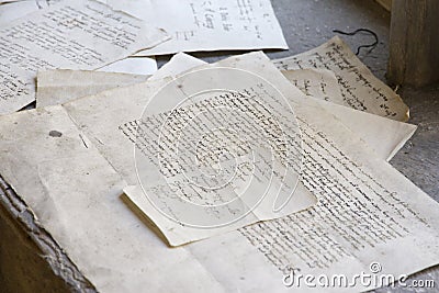 Old letters and documents at Hampton Court Palace. London, Uk - May 11, 2018 Editorial Stock Photo