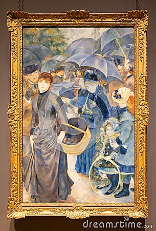 The Umbrellas painting by Pierre-Auguste Renoir, is an oil-on-canvas exposed in National Gallery of Editorial Stock Photo