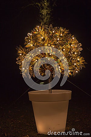 Artificial giant plant with electric bulbs, London, Kew gardens Editorial Stock Photo