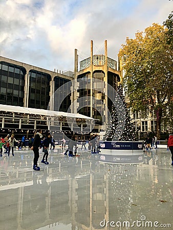 LONDON,UK-NOVEMBER 29: Skaters Beating the Winter Blues at the Annual Christmas Ice Rink at the Famous Natural History Editorial Stock Photo