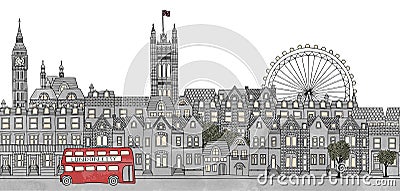 London, UK - seamless banner of London's skyline Vector Illustration