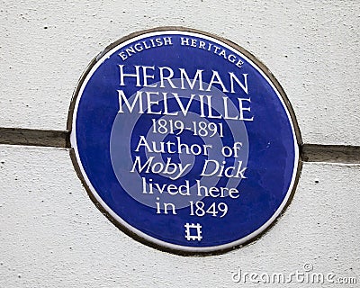 Herman Melville Plaque in London, UK Editorial Stock Photo