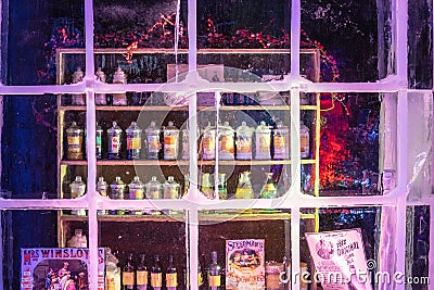 London, UK 5th January, 2020. Icy windows at christmas time Editorial Stock Photo