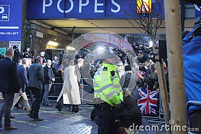 Prince Harry and Meghan Markle visit Reprezent radio at POP Brixton to see work being done to comba Editorial Stock Photo