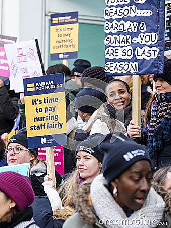 Nurses on strike at University College Hospital - London, UK. Editorial Stock Photo