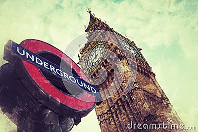 London underground and Big Ben Editorial Stock Photo