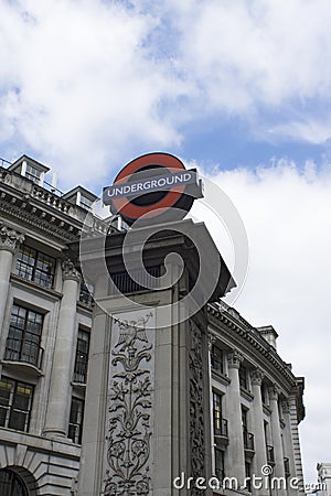 London Underground sign at Monument station Editorial Stock Photo
