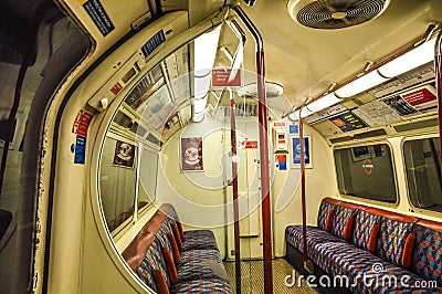 London underground train inside Editorial Stock Photo