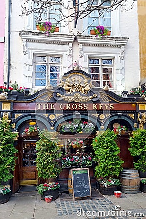 London, United Kingdom, February 7, 2022: classic English pub Cross Keys pub. Editorial Stock Photo