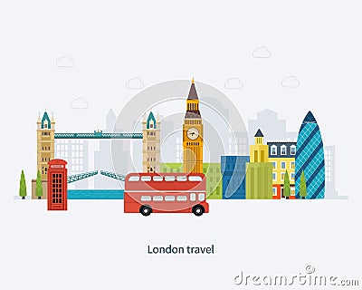 London, United Kingdom flat icons design travel Vector Illustration