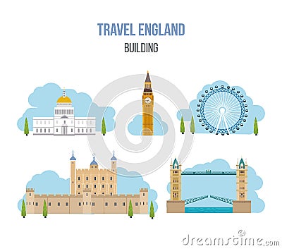 London, United Kingdom flat icons design travel Vector Illustration