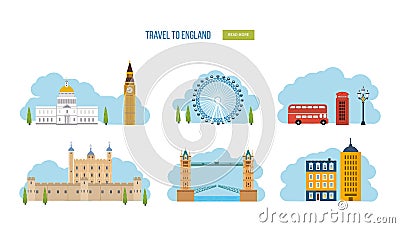 London, United Kingdom flat icons design travel Vector Illustration