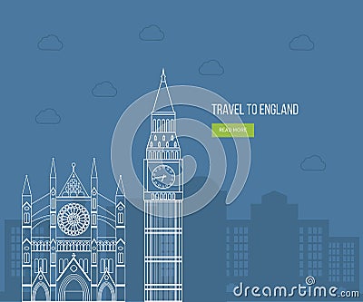 London, United Kingdom flat icons design travel Vector Illustration