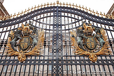 Exterior view of the main gates in front of Buckingham Palace Editorial Stock Photo