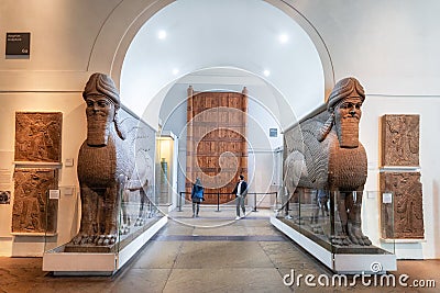 London, United Kingdom - May 13, 2019: Sumerian exhibit in British museum on May 13, 2019 in London, United Kingdom. Editorial Stock Photo