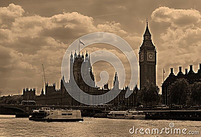 Silhouette of the Palace of Westminster Editorial Stock Photo