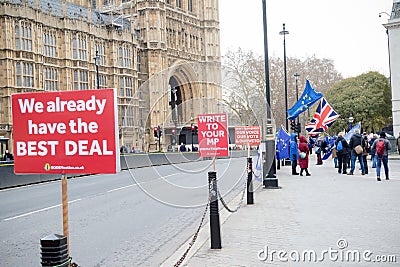 Pro EU protesters outside the Houses of Parliament Editorial Stock Photo