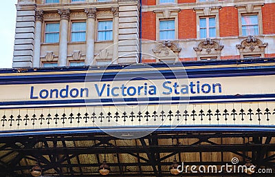 London Victoria station sign Stock Photo