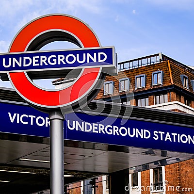 London Victoria Underground Station Sign Post Editorial Stock Photo