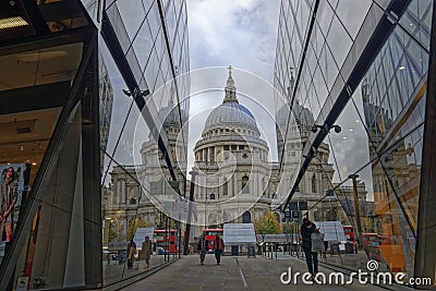 London's historic St Paul's cathedral and commerce Editorial Stock Photo