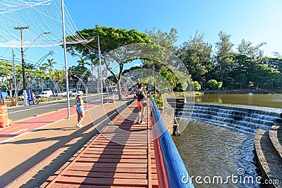 Higienopolis avenue and the Igapo Lake, Londrina Editorial Stock Photo