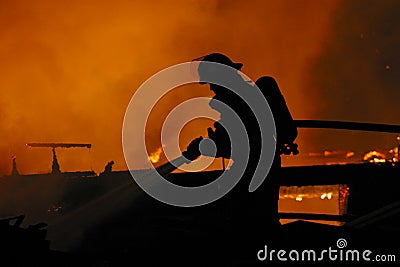 Lone firefighter Stock Photo