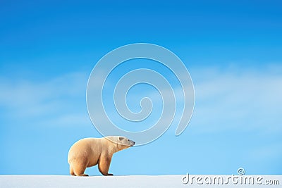 lone polar bear against blue arctic skies Stock Photo