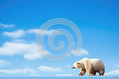 lone polar bear against blue arctic skies Stock Photo