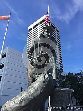 Lone Sailor Statue, Jacksonville, FL. Editorial Stock Photo